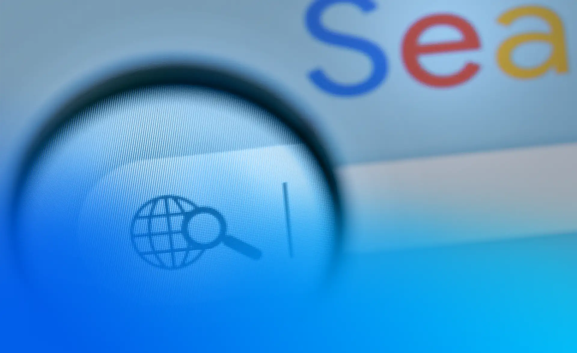 Lupe über Suchleiste von Google Google Ads soll hier durch das s-e-a von Search impliziert werden
