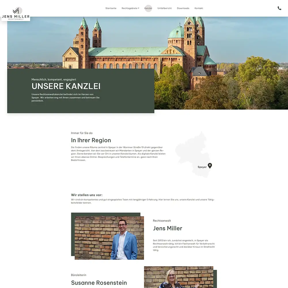 Komposition der Website Referenz Miler